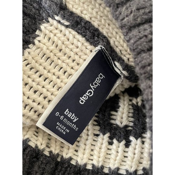 GAP Baby Boys Girls SZ 0-6 Months Gray Boo Knit Halloween Sweater Hat Ha - Picture 2 of 7